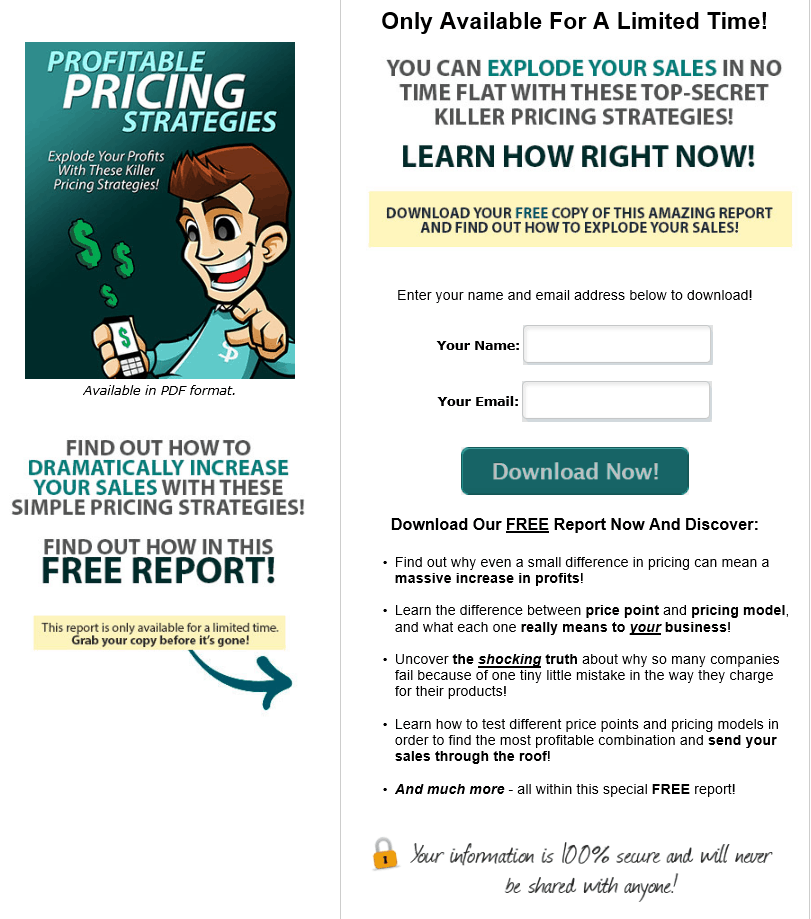 Profitable Pricing Strategies PLR Squeeze Page Profitable Pricing Strategies PLR Squeeze Page
