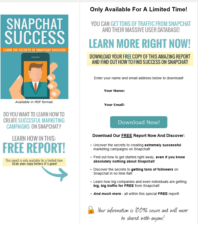 Snapchat Success PLR Squeeze Page Snapchat Success PLR Squeeze Page
