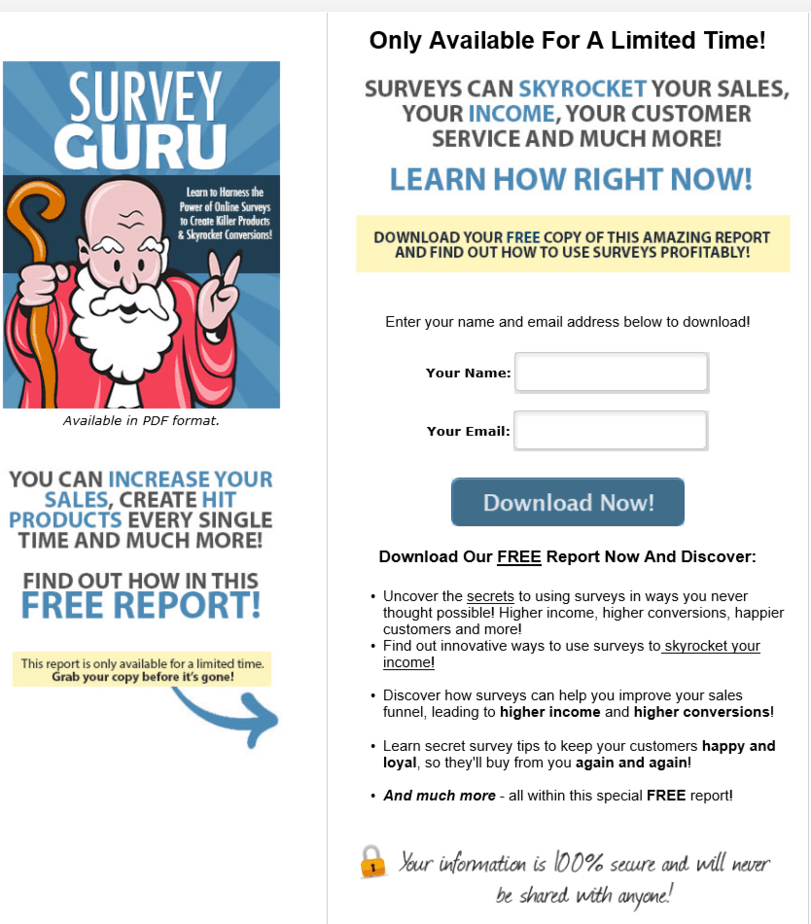 Survey Guru PLR Squeeze Page