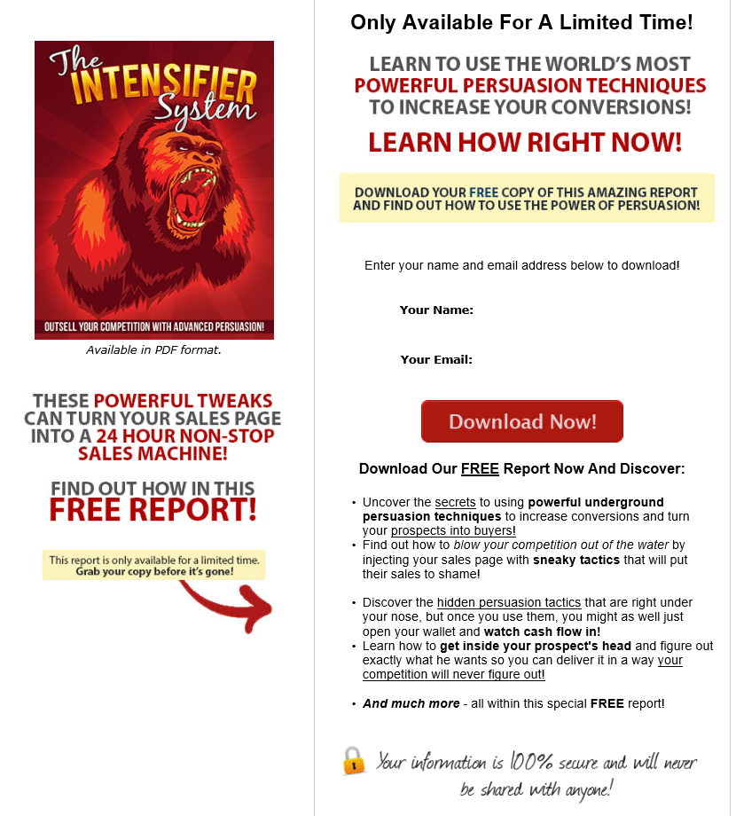 The Intensifier PLR Squeeze Page