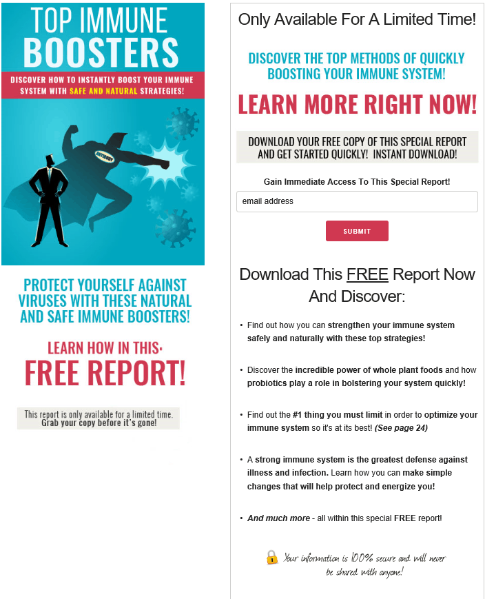 Top Immune Boosters PLR Squeeze Page Top Immune Boosters PLR Squeeze Page