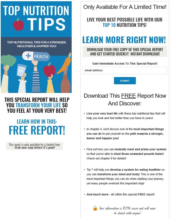 Top Nutrition Tips PLR Squeeze Page