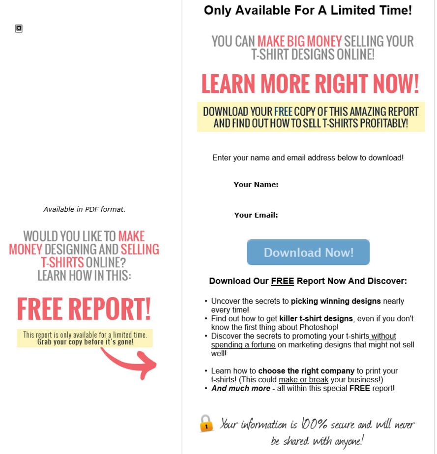 Tshirt Profits 101 PLR Squeeze Page Tshirt Profits 101 PLR Squeeze Page