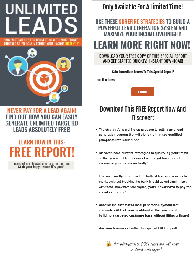 Unlimited Leads PLR Squeeze Page