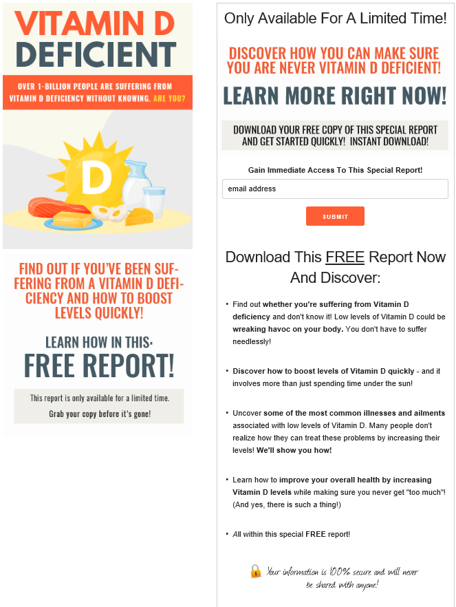Vitamin D Deficient PLR Squeeze Page
