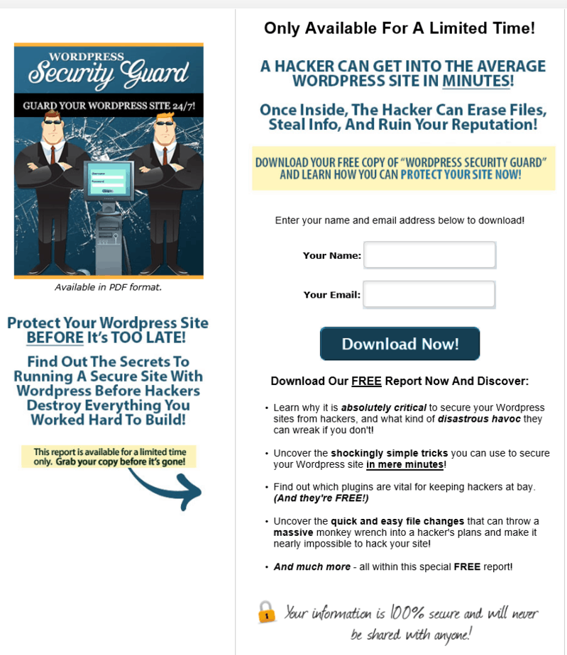 WP Security Guard PLR Squeeze Page WP Security Guard PLR Squeeze Page