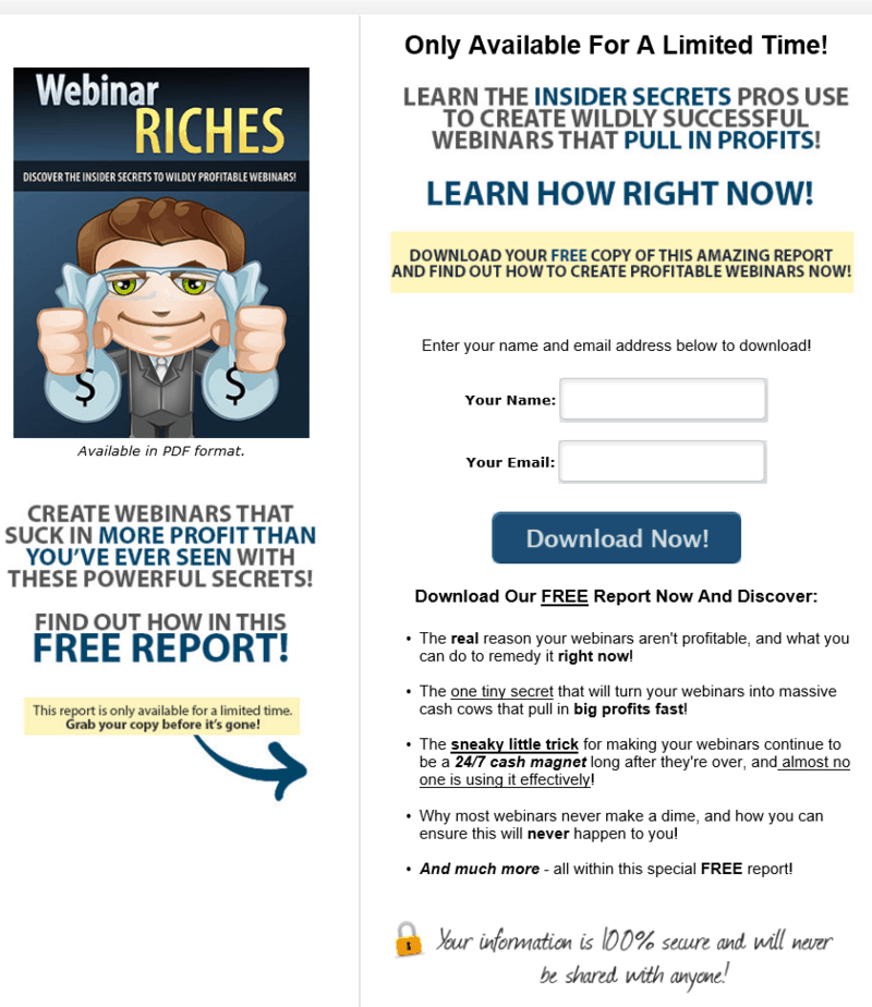 Webinar Riches PLR Squeeze Page Webinar Riches PLR Squeeze Page