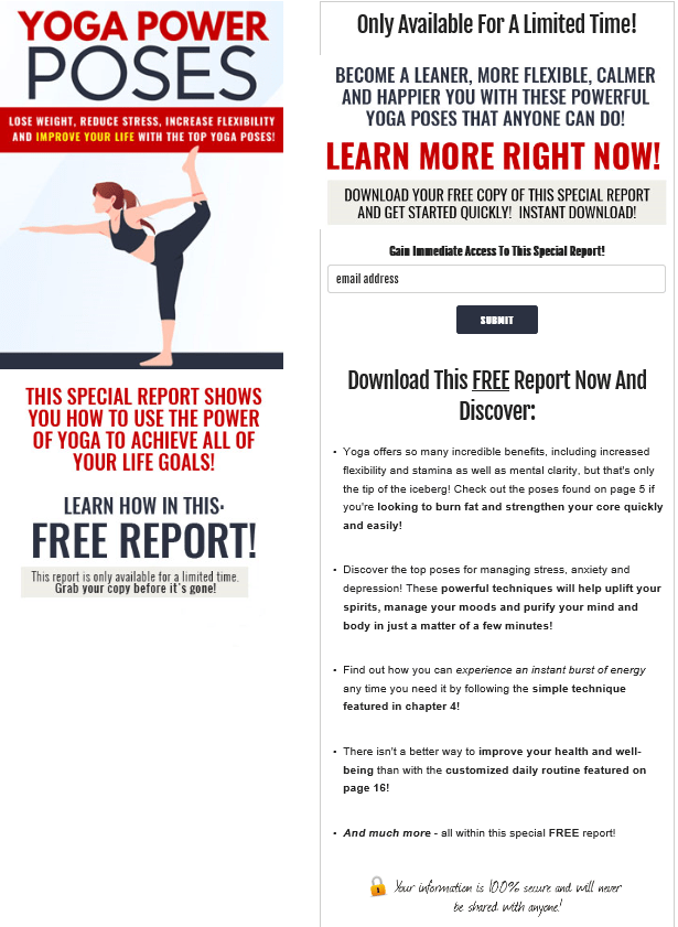 Yoga Power Poses PLR Squeeze Page Yoga Power Poses PLR Squeeze Page