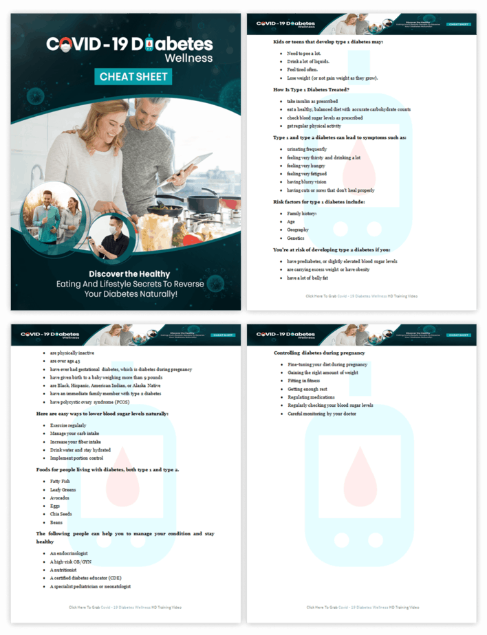 COVID 19 Diabetes Wellness PLR Sales Funnel Cheatsheet Screenshot