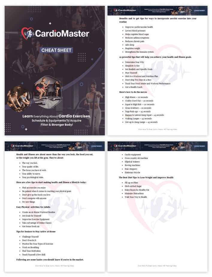 Cardio Master PLR Sales Funnel Cheatsheet Screenshot