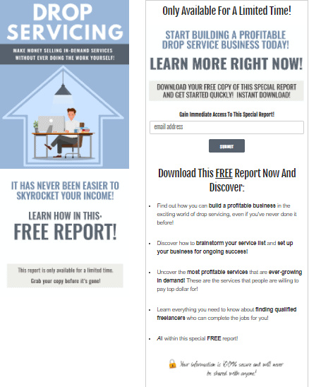 Drop Servicing PLR Squeeze Page Drop Servicing PLR Squeeze Page