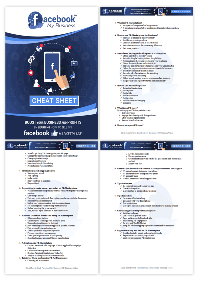 Facebook My Business PLR Sales Funnel Cheatsheet Screenshot