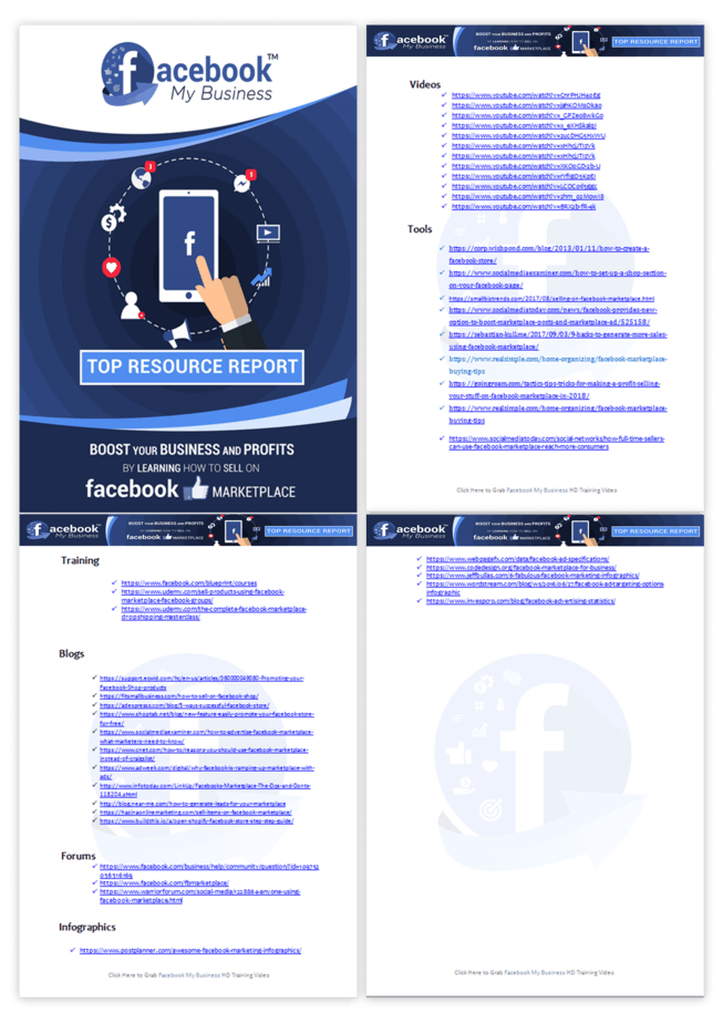 Facebook My Business PLR Sales Funnel Top Resource Report Screenshot