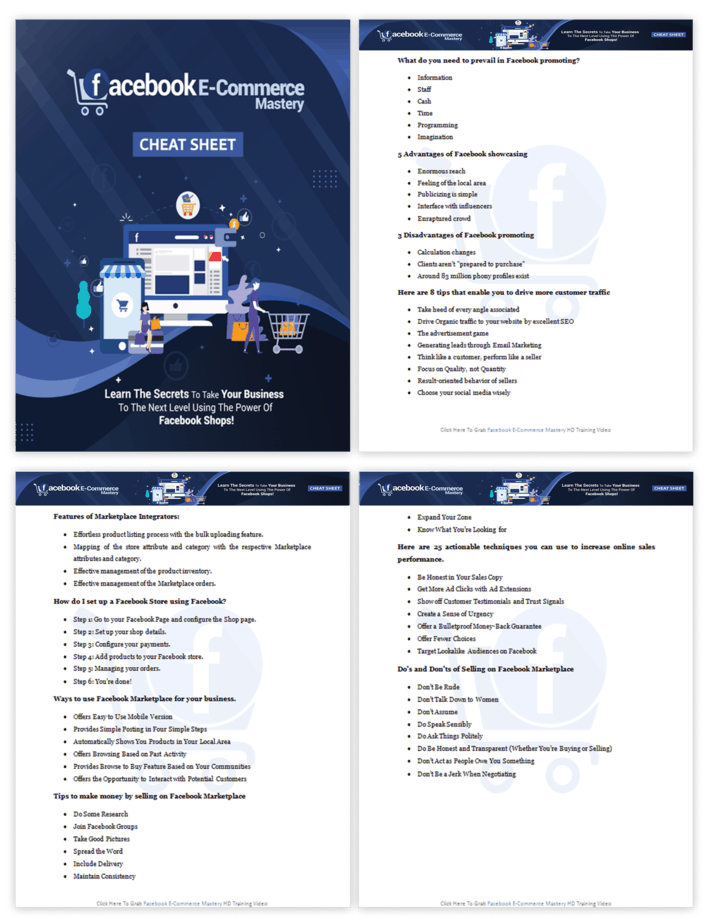 Facebook eCommerce Mastery PLR Sales Funnel Cheatsheet Screenshot
