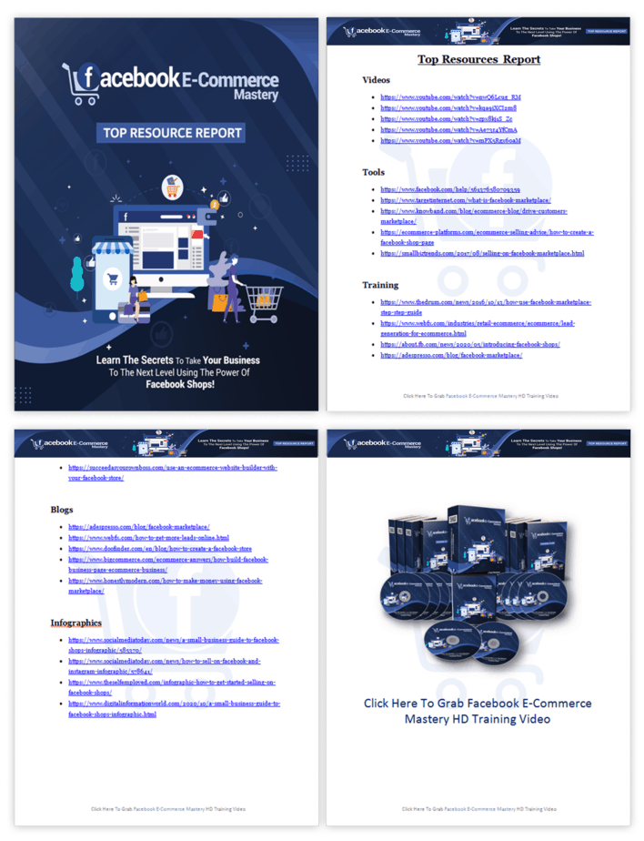 Facebook eCommerce Mastery PLR Sales Funnel Top Resource Report Screenshot