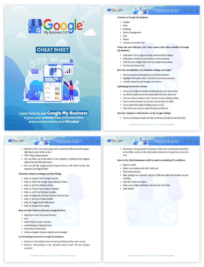 Google My Business 3.0 PLR Sales Funnel Cheatsheet Screenshot