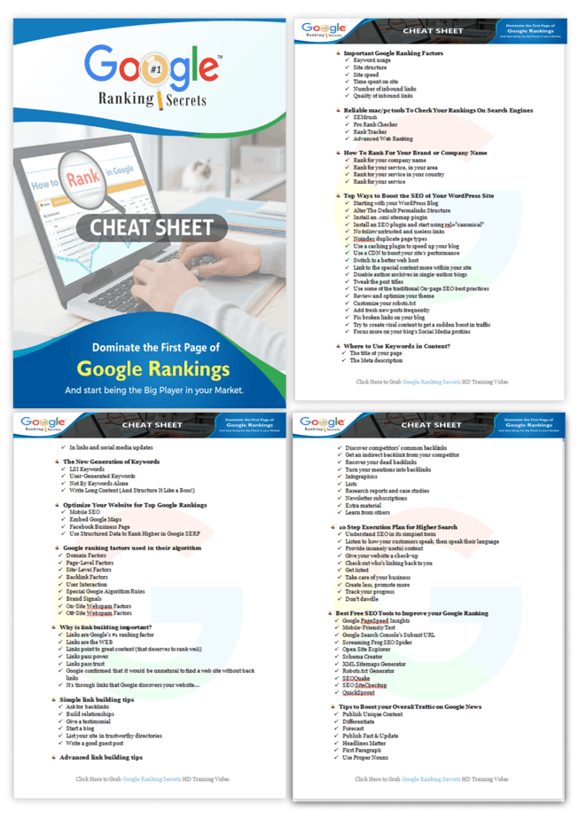 Google Ranking Secrets PLR Sales Funnel Cheatsheet Screenshot Google Ranking Secrets PLR Sales Funnel Cheatsheet Screenshot
