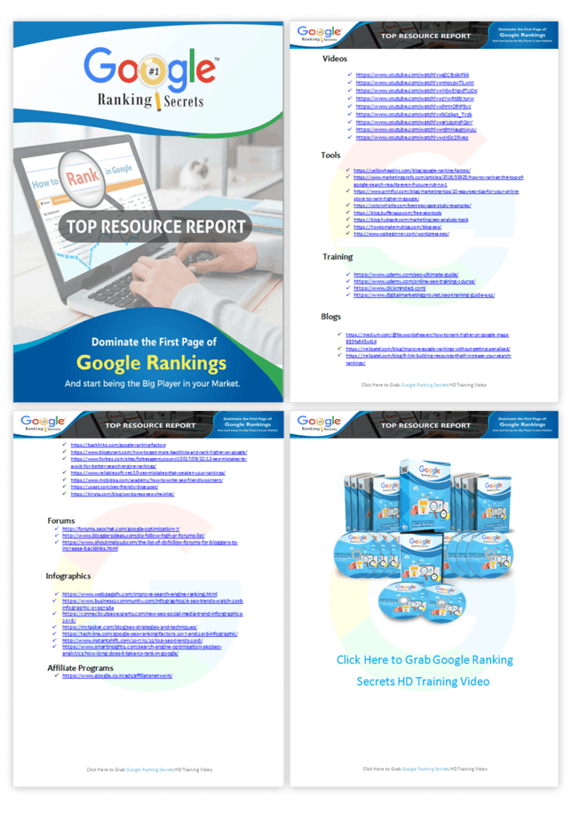 Google Ranking Secrets PLR Sales Funnel Top Resource Report Screenshot Google Ranking Secrets PLR Sales Funnel Top Resource Report Screenshot
