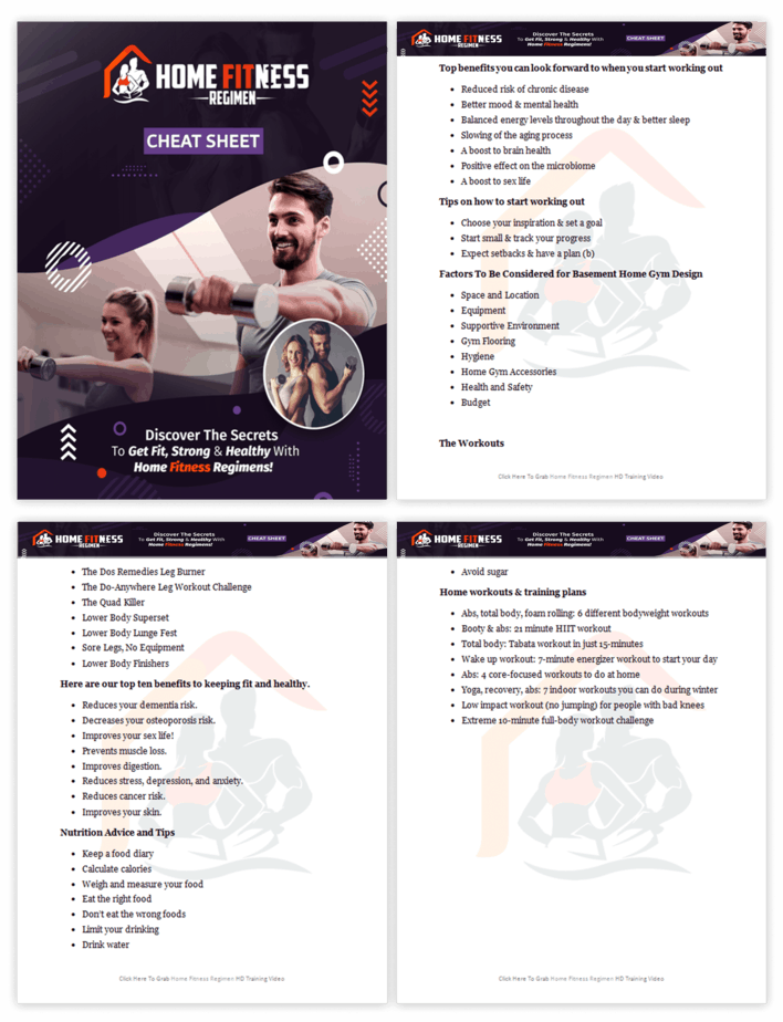 Home Fitness Regimen PLR Sales Funnel Cheatsheet Screenshot