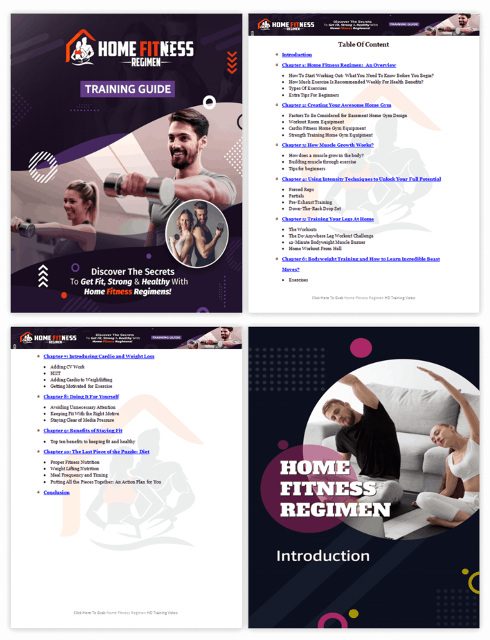 Home Fitness Regimen PLR Sales Funnel Training Guide Screenshot