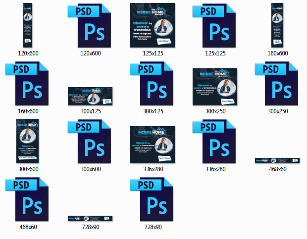 Income from Home Secrets PLR Sales Funnel Animated Banners