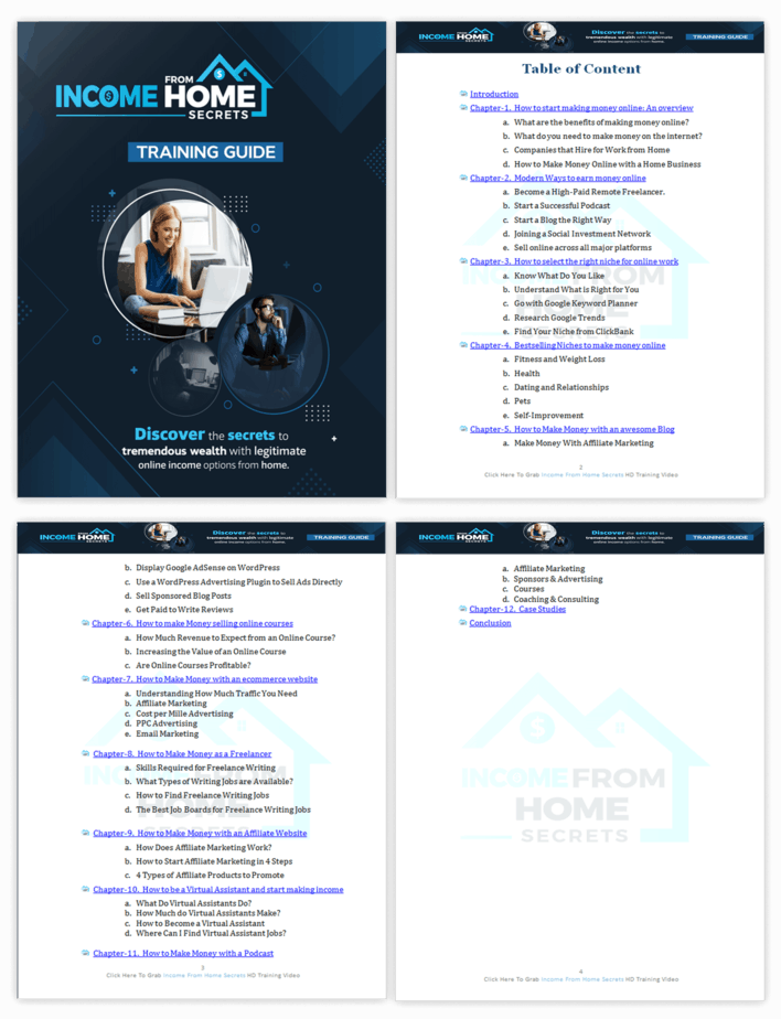 Income from Home Secrets PLR Sales Funnel Training Guide Screenshot