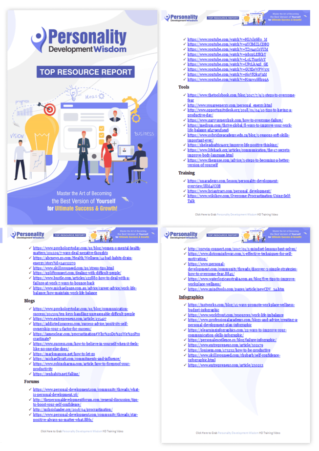 Personality Development Wisdom PLR Sales Funnel Top Resource Report Screenshot