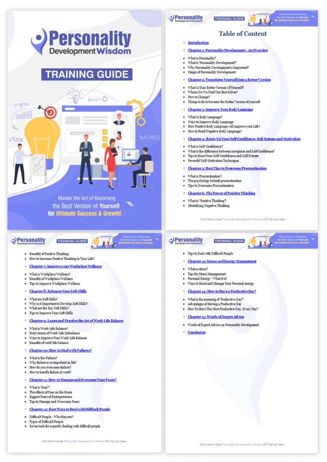 Personality Development Wisdom PLR Sales Funnel Training Guide Screenshot
