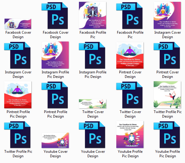 Stress Relieving Mantra PLR Sales Funnel Social Media Graphics