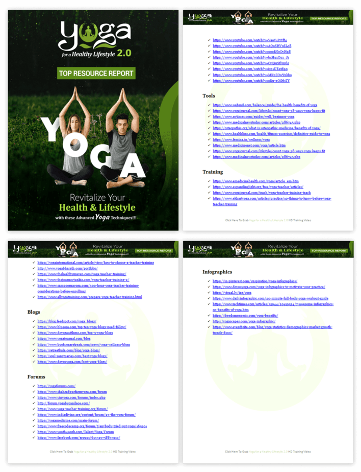 Yoga for a Healthy Lifestyle 2.0 PLR Sales Funnel Resources Report Screenshot