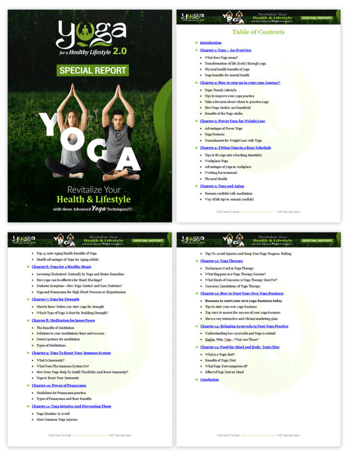 Yoga for a Healthy Lifestyle 2.0 PLR Upsell Squeeze Page Report Screenshot