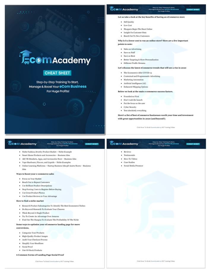 eCommerce Academy Cheat Sheet 1