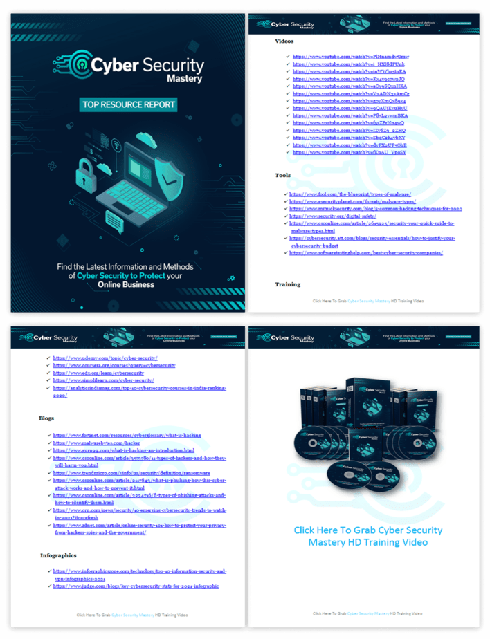 Cyber Security Mastery PLR Sales Funnel Top Resource Report Screenshot