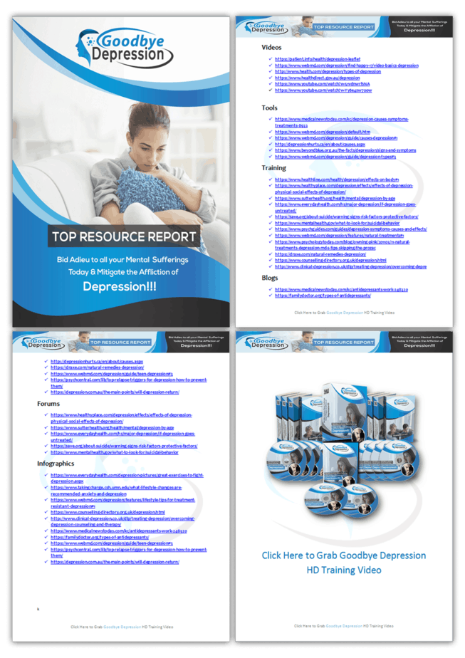 Goodbye Depression PLR Sales Funnel Top Resource Report Screenshot Goodbye Depression PLR Sales Funnel Top Resource Report Screenshot