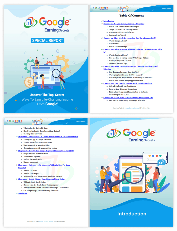 Google Earning Secrets PLR Sales Funnel Upsell Report Screenshot