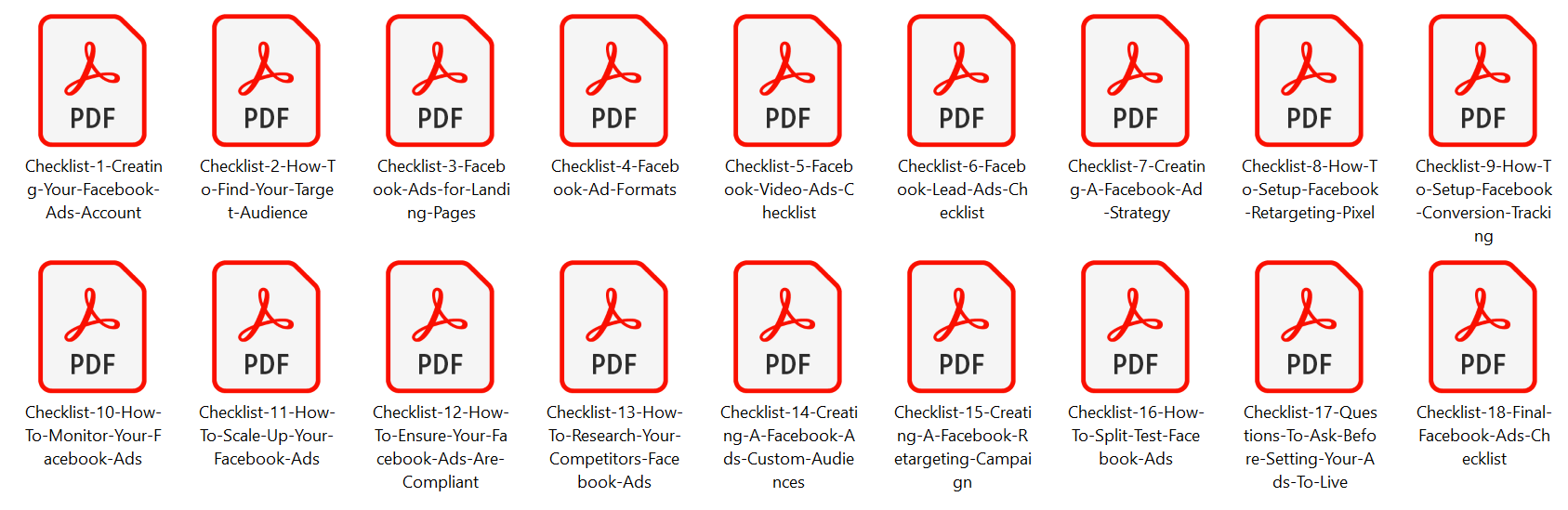 Internet Marketing Checklists Facebook Ads Screenshot