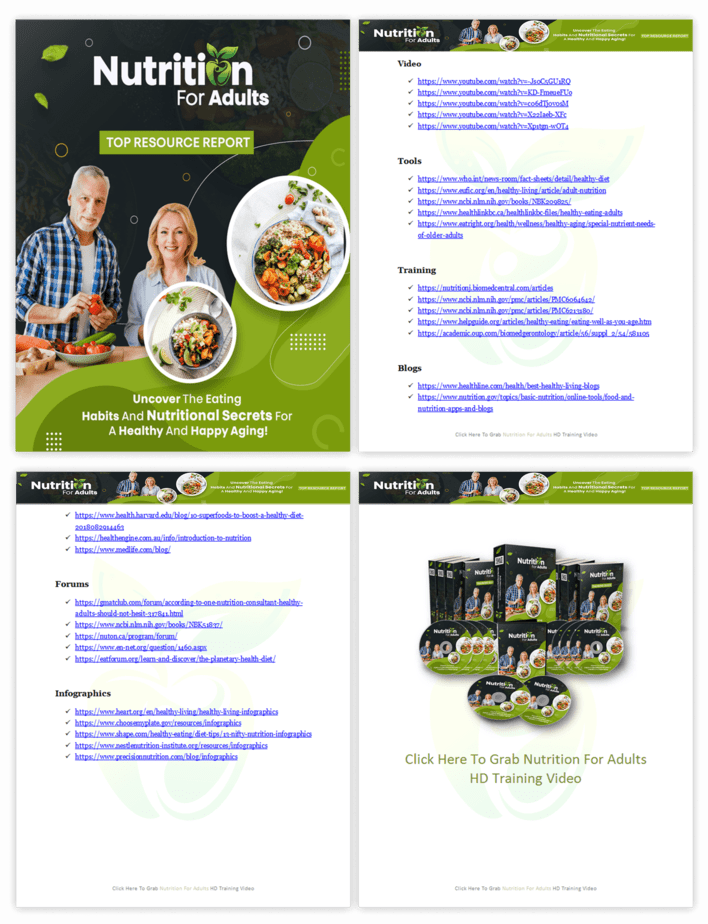 Nutrition For Adults PLR Sales Funnel Top Resource Report Screenshot