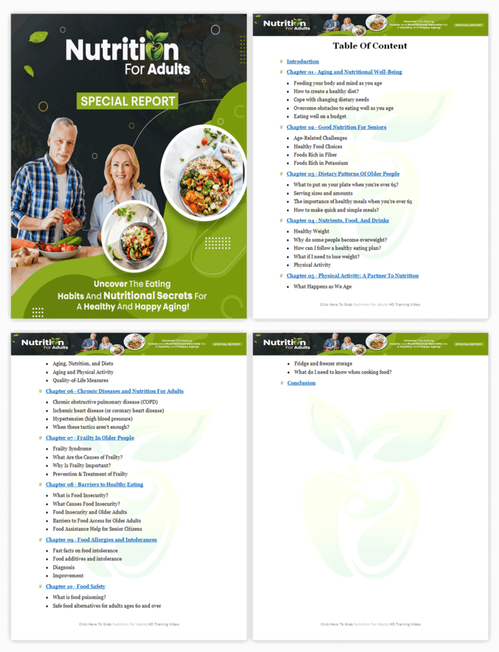 Nutrition For Adults PLR Sales Funnel Upsell Squeeze Page Report Screenshot
