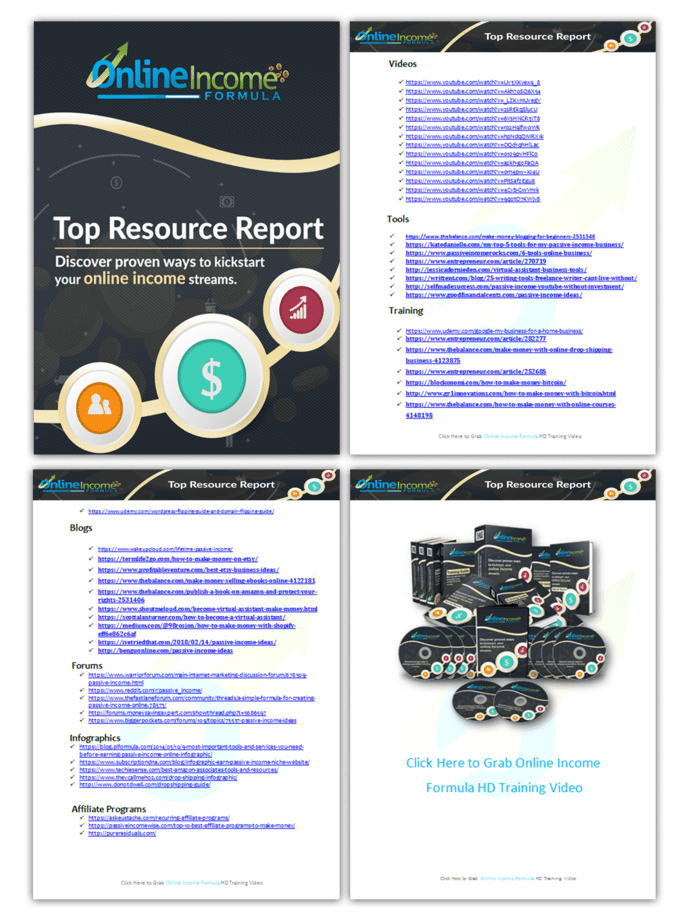 Online Income Formula PLR Sales Funnel Top Resource Report Screenshot