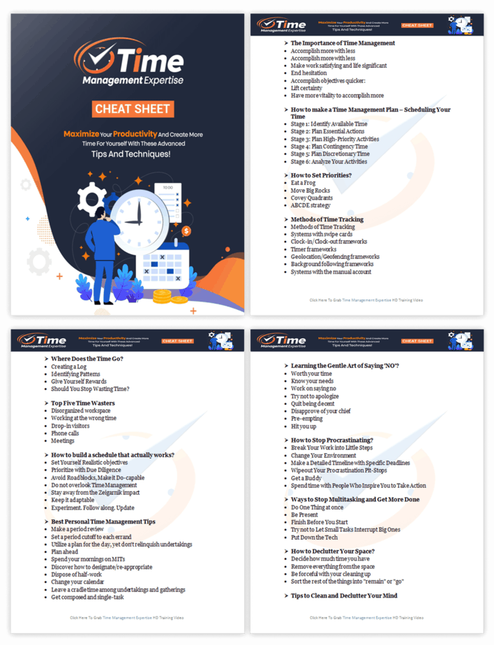 Time Management Expertise PLR Sales Funnel Cheatsheet Screenshot