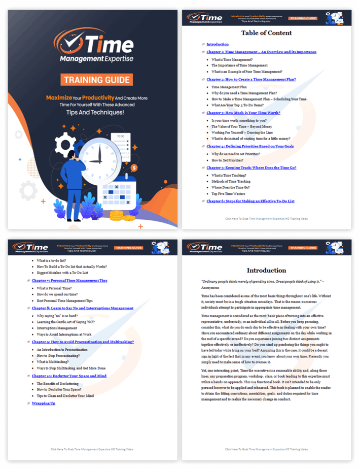 Time Management Expertise PLR Sales Funnel Training Guide Screenshot