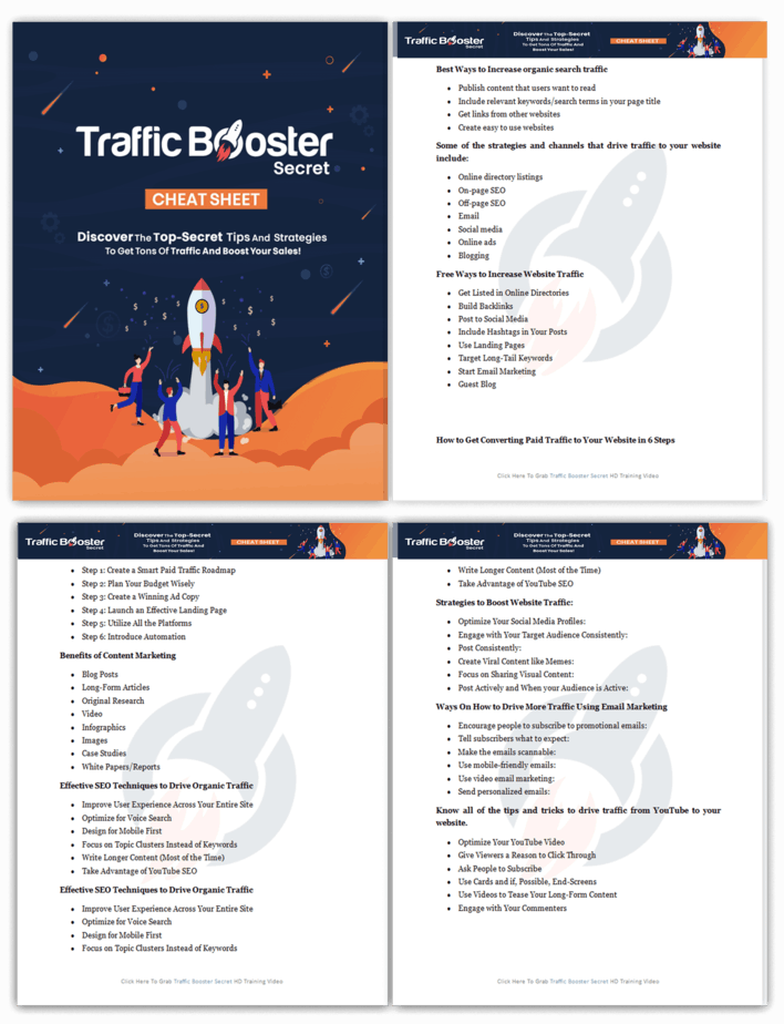 Traffic Booster Secret PLR Sales Funnel Cheatsheet Screenshot