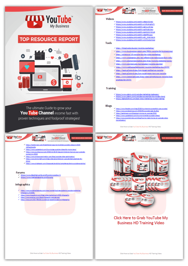 YouTube My Business PLR Sales Funnel Top Resource Report Screenshot