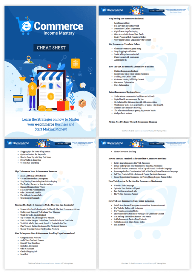 Ecommerce Income Mastery PLR Sales Funnel Cheatsheet Screenshot