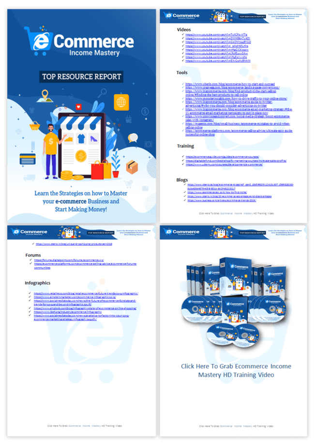 Ecommerce Income Mastery PLR Sales Funnel Top Resource Report Screenshot