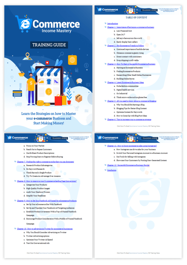 Ecommerce Income Mastery PLR Sales Funnel Training Guide Screenshot