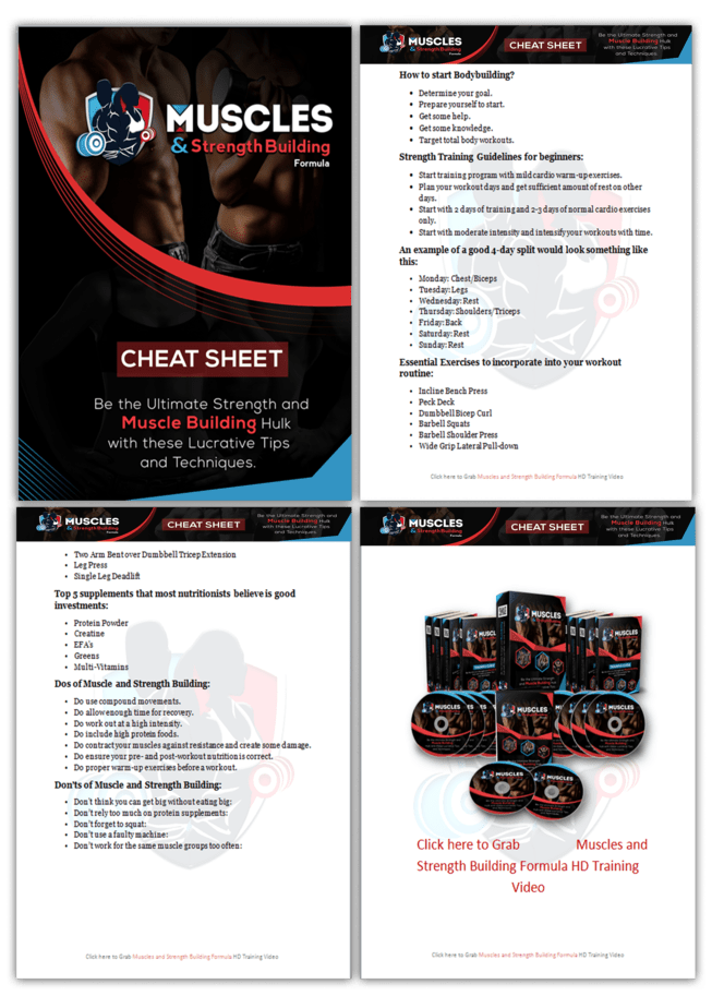 Muscles and Strength Building Formula PLR Sales Funnel Cheatsheet Screenshot