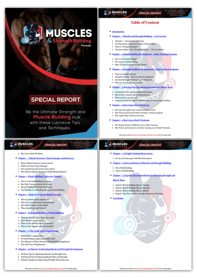 Muscles and Strength Building Formula PLR Sales Funnel Upsell Report Screenshot