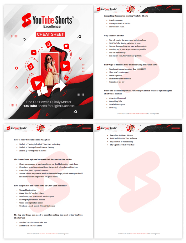 YouTube Shorts Excellence PLR Sales Funnel Cheatsheet Screenshot