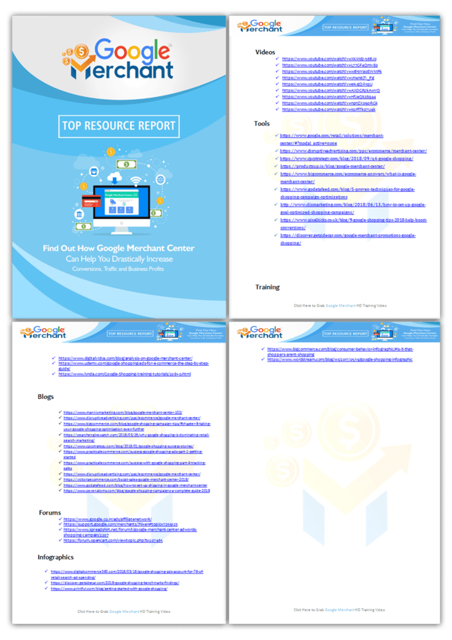 Google Merchant PLR Sales Funnel Top Resource Report Screenshot